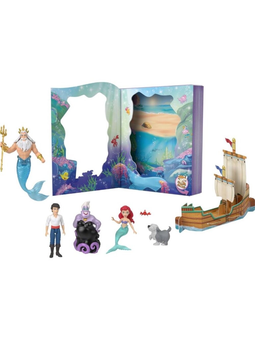 Ariel Mermaid Doll Playset with 4 Mini Dolls, 2 Animal Figures & Accessory